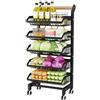 Generic Supporto per dispensa, carrello per snack a 3 livelli con ruote, scaffale regolabile per cucina, perfetto per frutta e verdura
