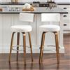 Bekrvio Set di 2 Sgabelli da Bar Girevoli, Sgabelli da Bar in Legno Massello con Schienale, Altezza Seduta 65cm Sedia Girevole-Sgabello da Bar, Sgabello da Bar Resistente agli Agenti Atmosferici