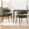 chairus Set di 2 sedie da cucina moderne con schienale cavo, sedie da pranzo in ciniglia, sedia di design con doppio cuscino e gambe in metallo, per casa/ristorante, verde