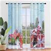 Odot Natalizie Tende per Interni 2 Pezzi con Occhielli, Tende Voile Semi Trasparente Regalo di Natale Stampa Tende Moderno per Camera da Letto, Cucina, Soggiorno, Balcone (140x275cm,Azzurro)
