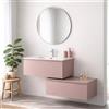 Inbagno Mobile Bagno Sospeso 90 Cm Rosa Antico - Base Lavabo In Ceramica Con 2 Cassetti Soft-Close E Specchio Tondo Ø 80 Cm - Linea Nuvola