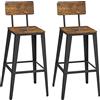 VASAGLE Sgabelli da Bar, Set da 2, Sgabelli Cucina, con Schienale, Struttura in Acciaio, Facile da Montare, Sgabelli Alti, Stile Industriale, Marrone Vintage e Nero LBC078B01