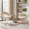 Ya-Home Set di 2 Poltrone Imbottita in Velluto Poltrona Salotto con Gambe in Metallo Oro Sedia da Salotto Moderna Poltrocina per Camera da Letto/Soggiorno, Beige