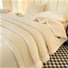 Chickwin Coperta Sherpa, Stile Tessitura Jacquard Coperta in Pile di Flanella per Divano Coperte Calda Morbida Coperta Letto Singolo Matrimoniale Una Piazza e Mezza (180x200cm,Bianco Crema)
