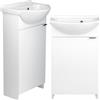 Deftrans Domodomo - mobiletto bagno salvaspazio 86 x 38 x 19,6 cm, in ceramica, colore: bianco, mobile bagno con lavabo, mobile bagno salvaspazio 20 cm, lavandino bagno con mobiletto