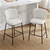 Ya-Home Set di 2 Sgabelli da Bar Sgabelli Cucina Moderni in Pelliccia Sgabelli Alti con Schienale Sgabello con Gambe in Metallo Sedie da Bar per Cucina Bancone, Bianco