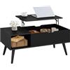 WOLTU Tavolino da Caffè Sollevabile e Allungabile, Tavolo con Spazio Interno e Scomparto Aperto, Tavolino da Salotto per Soggiorno, 100x50x(43-57) cm, Nero, BTS26sz