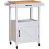 Bonnlo Carrello Cucina Mobile, Carrello Portaoggetti con Ruote, Cassetto e Armadietto, Piano di Lavoro in Legno, Bianco, Carrello Servizio per Sala da Pranzo, 74 x 63 x 89 cm