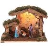 Holyart Capanna presepe Natività 10 cm illuminata 25x30x20, con statuine