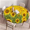 Mateju Outdoor Tovaglia Rotonda Impermeabile Antimacchia, Frangivento Tovaglia con Bordo Elastico Tovaglie, per Protezione Tavolo per Casa Ristorante, Girasole (110cm,Giallo)