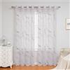 Surwin Trama di Marmo Tende a Vetro con Occhielli, 2 Pezzi per Interni, Camera da Letto, Voile Semi Trasparenti, Cucina, Soggiorno (132x213cm, Grigio Chiaro)