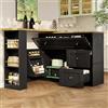 Rvjiahe Tavolo da bar allungabile con spazio di archiviazione (138 - 204 × 39 × 105 cm), credenza con scaffale per snack, tavolo da bar telescopico, tavolo da bistrot, tavolo alto (nero)