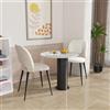 PIPIPOXER Set di 2 sedie da pranzo con schienale e seduta in tessuto di velluto e gambe in metallo nero, per Sala da pranzo, Soggiorno Cucina,beige bianco