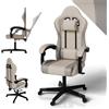 Juskys Sedia da gaming HyperSeat - Regolabile in altezza, schienale reclinabile e braccioli imbottiti, similpelle, ergonomica e resistente - Beige/grigio chiaro