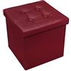 Lovely Pouf Puff Ecopelle Grande Quadrato Imbottito Big Big 50x50x50 cm Contenitore Poggiapiedi Cassapanca Bordeaux