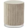 SIEDITI FUORI E DENTRO Pouf in velluto trapuntato e base cromata, ⌀36 cm, per arredamento interno/camera da letto/soggiorno/ingresso Ruby (Velluto Beige, Base Argento)
