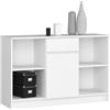 AKORD Cassettiera B-17 120 cm | 1 Anta e un Cassetto | Soggiorno Camera da letto Armadio | Moderna Mobiletto | 120 x 77 x 40 cm | 16 mm Pannello laminato | Weiß