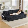 Lubvtti Divano moderno a 4 posti,Con chaise longue,Include portabicchieri e porta USB,Divano modulare a U,Divano letto multifunzionale a 4 posti,Con spazio di archiviazione,Nero,velluto a coste