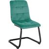 CLP Sedia da pranzo Vermont I Con rivestimento in velluto I Sedia a sbalzo imbottita, Colore:verde