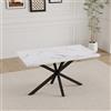 GrandCA HOME Tavolo da Pranzo Moderno da 140 cm con Piano Effetto Marmo, Tavolo da Cucina con Quattro Gambe in Metallo, per Sala da Pranzo in Soggiorno, WH+BK