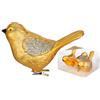 Inge-glas Set di 3 decorazioni per albero di Natale, uccelli su clip, 9 cm, in plastica, grandi palline per albero di Natale, palline per albero di Natale e decorazioni per Natale, oro reale