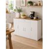Amveya hitsuki Cassettiera Bianca Madia Camera da Letto Mobile Stretto 110 x 30 x 70 cm con Cassetto e 4 Ante Credenza Bassa Mobile Contenitore per Soggiorno Ingresso Sala da Pranzo