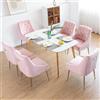 LONXIU Set 6 Sedie Sala da Pranzo in Velluto con Gambe in Metallo, Moderno Sedia da Cucina Imbottita per Cucina, Sedie da Salotto per Sala da Pranzo/Soggiorno (Rosa)