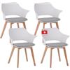 Albatros Set di 4 sedie per sala da pranzo Aalborg, bianco - Gambe in legno massiccio di faggio, design retrò scandinavo, comoda sedia a guscio - Elegante sedia da cucina, sedia da pranzo per tavolo