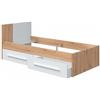Arreditaly Letto Singolo Per Ragazzi Con 2 Cassetti E Testiera Letto Con Scomparti Per Materasso 190 x 90 Cm Bambini Salvaspazio Design Moderno 196 x 97 x 77 cm Rovere E Bianco Opaco