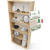 CDF Scaffale Libreria con Ripiani Organizzatore Scomparti Aperti per Libri Documenti Decorazioni Sala da Pranzo Ufficio Soggiorno Studio Camera da Letto Alto Moderno Verticale -Rovere Artigianale 80cm