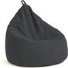 chilly pilley® pouf a sacco in velluto a coste con imbottitura in EPS - cuscino del sedile, cuscino da gioco, molti colori, 65x85 nero