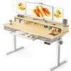 WALKINGDESK Scrivania Regolabile in Altezza con vassoio per tastiera, 160 x 60 cm Scrivania Elettrica con 2 Cassetti, Standing Desk con Supporto per Monitor, 4 funzione di memoria, Quercia