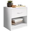 MERCATONE GERMANVOX da oltre 40 anni arr Comodino Bianco con Cassetto e Vano a Giorno, 39 cm L x 28 cm P x 41 cm A, per Camera da Letto, Cameretta, Mansarda