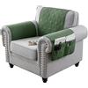Bieyaet Copribraccioli Fodera per Bracciolo del Divano, Cuscini Poggiatesta per Divani, Fodera per Poltrona, Pet Friendly Fodera per Divano Aderente (Nero Verde,2 Seater | 4 pc)
