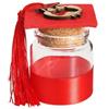 VR VETRINEINRETE Vetrineinrete® Bomboniera portaconfetti per Laurea 12 barattoli in Vetro Tappo in Sughero Cappello Tocco con Nappa Gufo (Rosso)