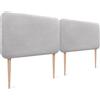 DHOME Testiera Imbottita Liscia Arrotondata in Lino Naturale con Gambe per Parete Acustica Testate Letto Fonoassorbenti Camera da Letto (Grigio Chiaro, 160cm Dual)