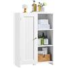 Yaheetech Mobile da Bagno Autoportante Moderno in Legno con Anta Singola e 3 Ripiani Aperti Armadio da Bagno Compatto con Ripiano Regolabile per Soggiorno Corridoio (Bianco)