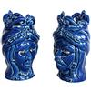Generico Coppia Teste di Moro in Ceramiche di Caltagirone di Colore Blu Cobalto - Maioliche Artistiche Giorgio & Ivano Alemanna