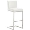 CLP Sgabello con Schienale Paros, Sgabello a Sbalzo con Rivestimento in Pelle Sintetica, Telaio in Acciaio Inox, Supporta fino a 240 kg Colore bianco