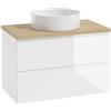 Deftrans Domodomo - Armadietto da bagno con lavabo, 100 x 50 x 46 cm, bianco con lavabo rotondo, mobile da bagno con cassetti
