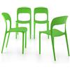 Mobili Fiver, Sedie Amanda, Set da 4, Verde, Polipropilene, Sedie Moderne per Cucina, Giardino, Soggiorno