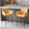 chairus Set di 2 Sgabello da Bar Sgabelli Cucina con Braccioli Sgabello Alto in Tessuto Sgabelli Moderni Per Bancone/Cucina Sala da Pranzo, Giallo