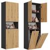 BDW Armadietto da bagno, 2 ceste portabiancheria, 2 porte, 174 x 60 x 30 cm, mobiletto alto, mobili da bagno, mensola da bagno (rovere antracite/artisan)