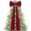 Generico Fiocchi di Velluto Grandi per Albero di Natale, Puntale Gigante per Albero di Natale da 180 x 50 cm, Fiocchi in Velluto Bordeaux/Nero/Bianco per Decorazioni Natalizie per la casa