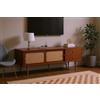 Merax Mobile TV 160 cm Lowboard con 2 cassetti e 2 ante scorrevoli, TV Board per soggiorno, mobile moderno per TV fino a 70 pollici, legno MDF e rattan