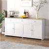 BPKADHY Credenza da cucina con piano di lavoro, larghezza 160 cm, armadietto a buffet con 4 ante, 3 cassetti e ripiani regolabili, buffet da cucina per soggiorno, sala da pranzo, 160 x 37 x 75 cm