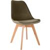CLP Sedia da pranzo Linares Plastic I Tessuto I Velluto I Corda I Aspetto pelle I Poltrona con struttura in legno, Colore:marrone scuro, Materiale:Velluto