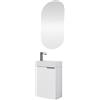 Planetmöbel Mobile sottolavabo con specchio Set mobili da bagno 40 cm per bagno e WC ospiti Bianco