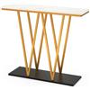 LIFEZEAL Consolle Ingresso, Tavolo Consolle, Dorato, Oro e Bianco, con Effetto di Marmo, Gambe a W, Moderno, Salvaspazio, Console Entrata, Corridoio, in Legno, Metallo, Max 50 kg, 100x30x79 cm