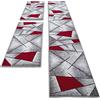 oKu-Tex 30161rot067620 - Tappeto intrecciato per camera da letto, set da 3 pezzi, colore rosso moderno, design geometrico, Öko-Tex 100, 2 x 67 x 140 cm, 1 x 67 x 340 cm